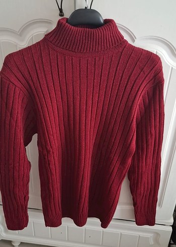 Bordo Kadın Triko Boğazlı Kazak - Görsel 2