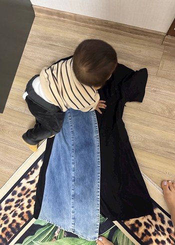 Siyah Düğmeli Kadın Kot detaylı tulum - Görsel 4