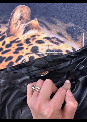 Siyah Deri Biker Kadın Pantolon - Görsel 3