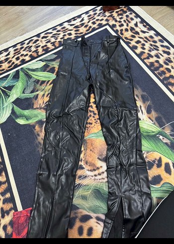 Siyah Deri Biker Kadın Pantolon - Görsel 2