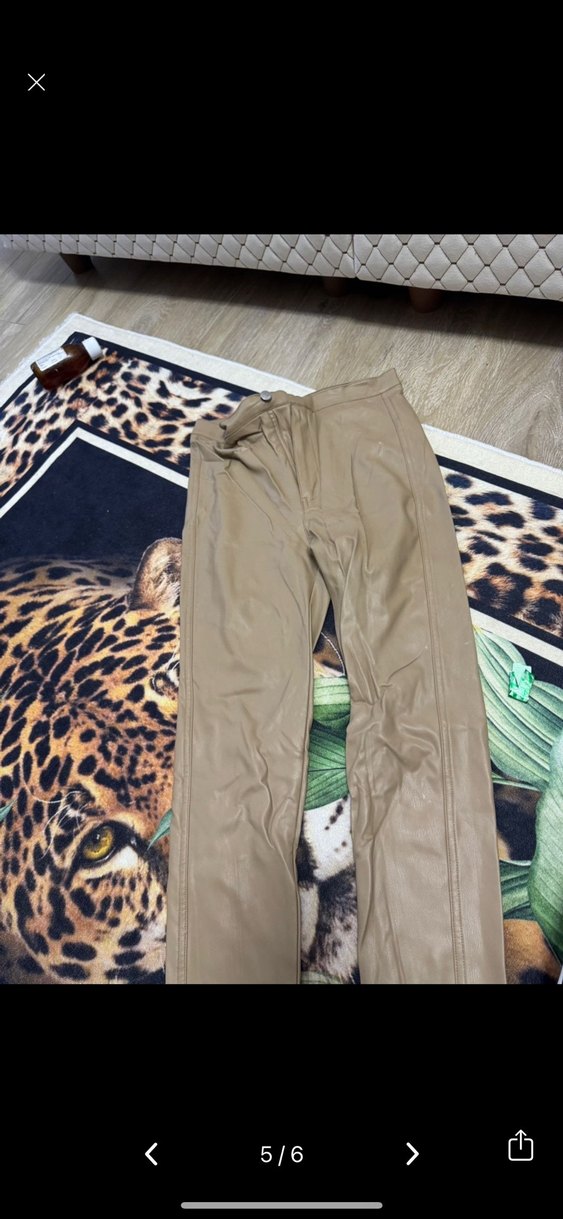 Siyah Deri Biker Kadın Pantolon - Görsel 5