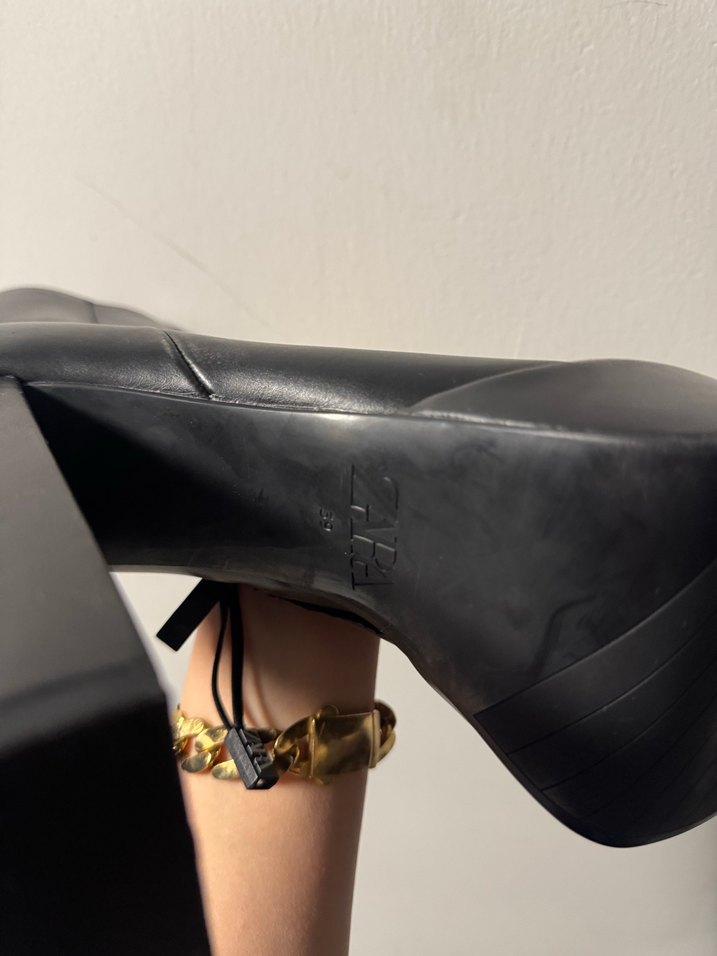 Kadın Siyah Deri Platform Topuklu Bot - Görsel 2