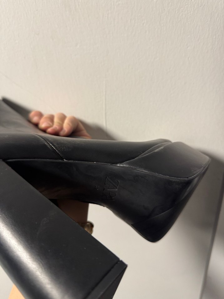 Kadın Siyah Deri Platform Topuklu Bot - Görsel 3