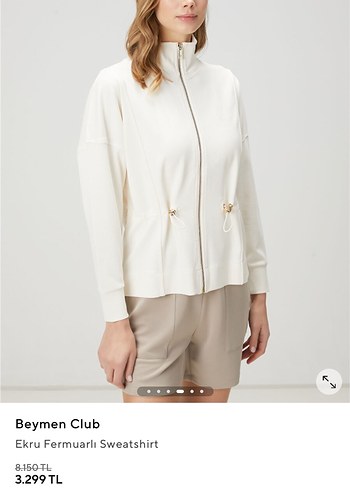 Beymen Club Ekru Fermuarlı Sweatshirt - Görsel 3