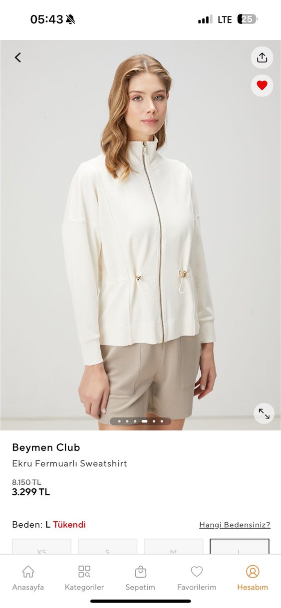 Beymen Club Ekru Fermuarlı Sweatshirt - Görsel 3