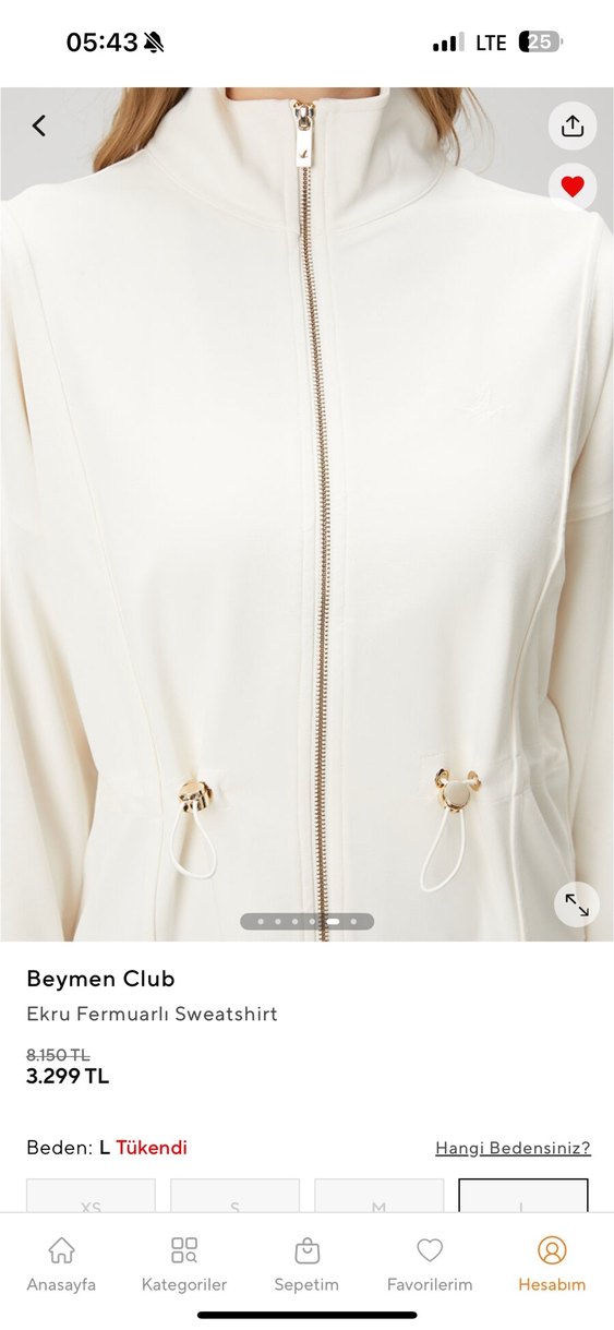 Beymen Club Ekru Fermuarlı Sweatshirt - Görsel 2