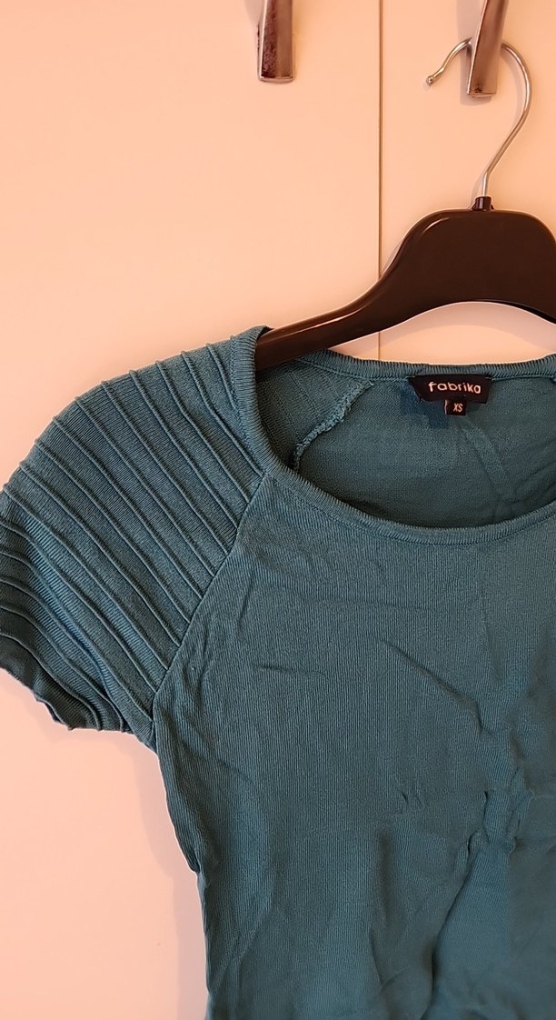 Mor Kısa Kollu Fitted Kadın Tişört - Görsel 4