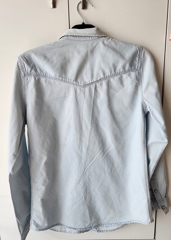 Düğmeli Mavi Denim Gömlek - Görsel 2