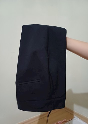 xs Beden Kadın Siyah Düğmeli Silky Kumaş Pantolon