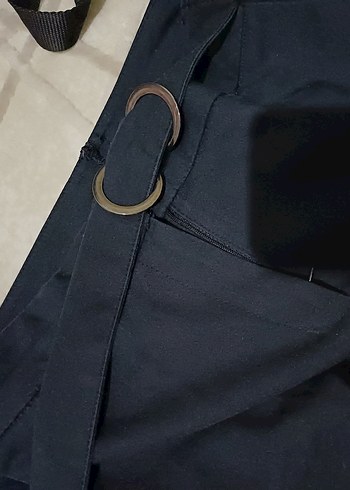 Diğer Siyah Kemerli Midi Kadın Kumaş Pantolon