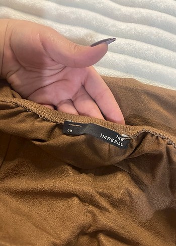 Kahverengi Straplez Süet Midi Elbise - Görsel 3