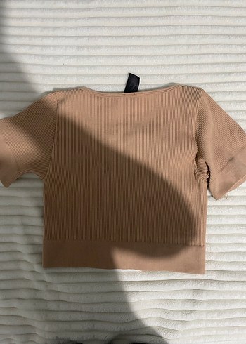 Bej V Yaka Kadın Crop Top - Görsel 2