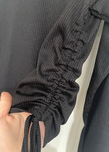 Siyah Kadın Uzun Kollu Fitted Bluz - Görsel 3