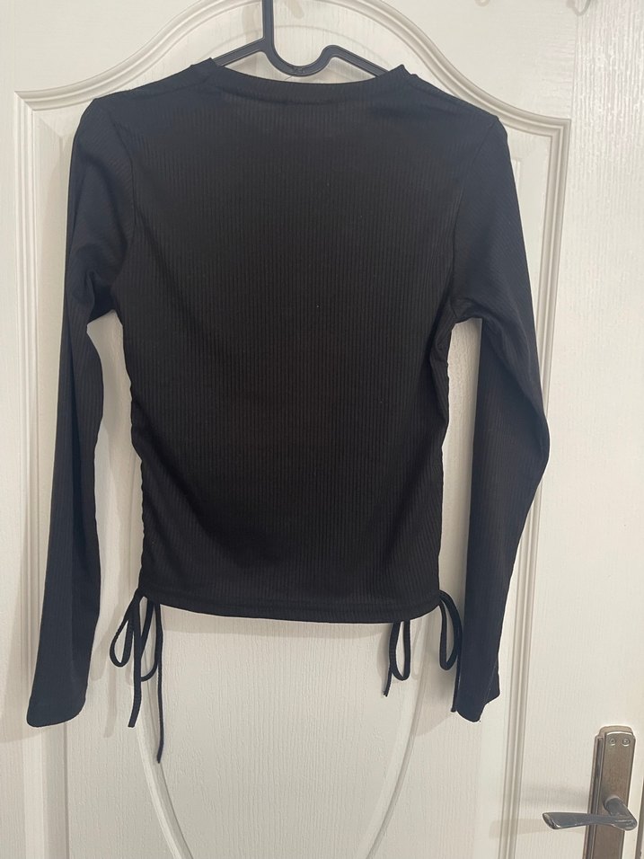 Siyah Kadın Uzun Kollu Fitted Bluz - Görsel 2