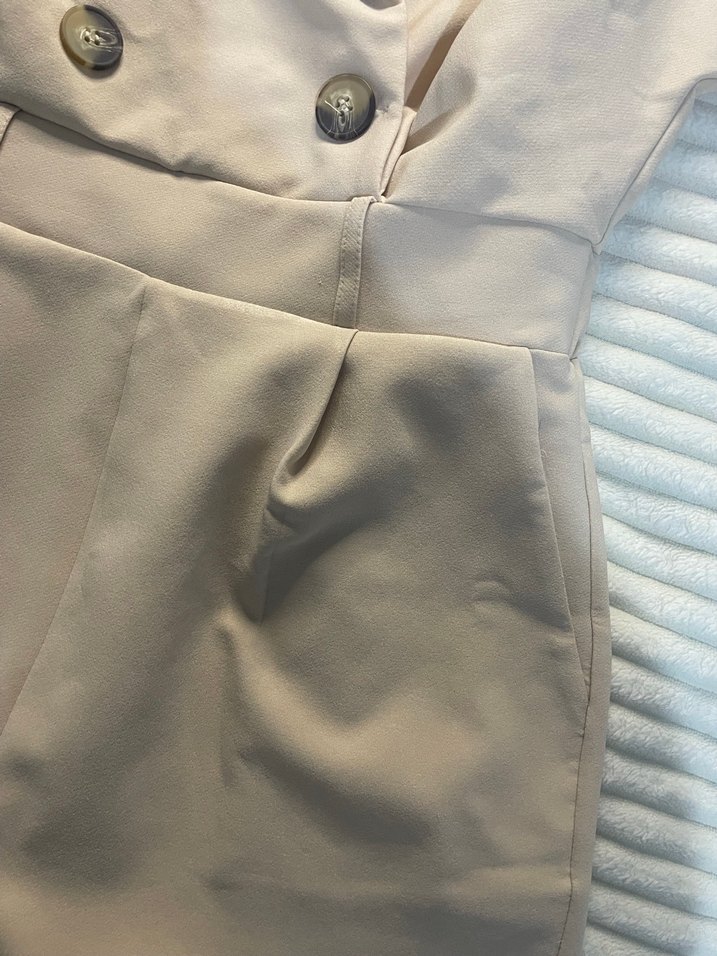 Bej Kısa Kollu Kadın Tulum - Görsel 5