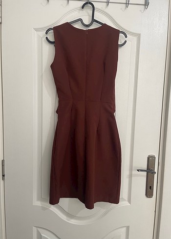 Kahverengi Drapeli Midi Abiye Elbise - Görsel 2