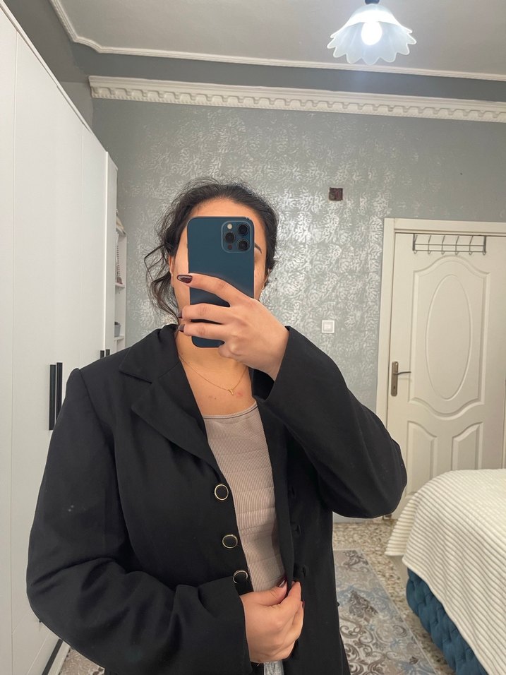 Siyah Düğmeli Kadın Blazer Ceket - Görsel 4