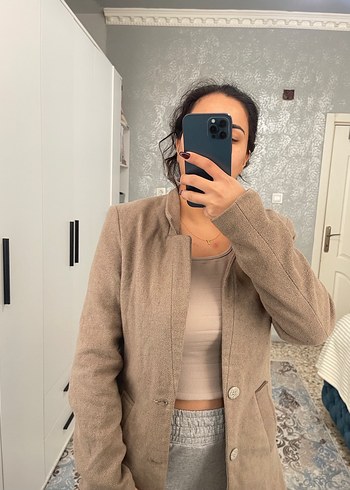 Düğmeli Kahverengi Midi Süet Kaban - Görsel 5