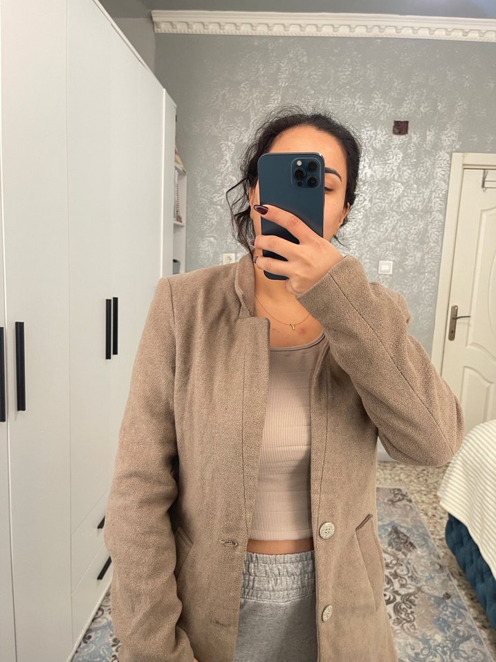 Düğmeli Kahverengi Midi Süet Kaban - Görsel 5