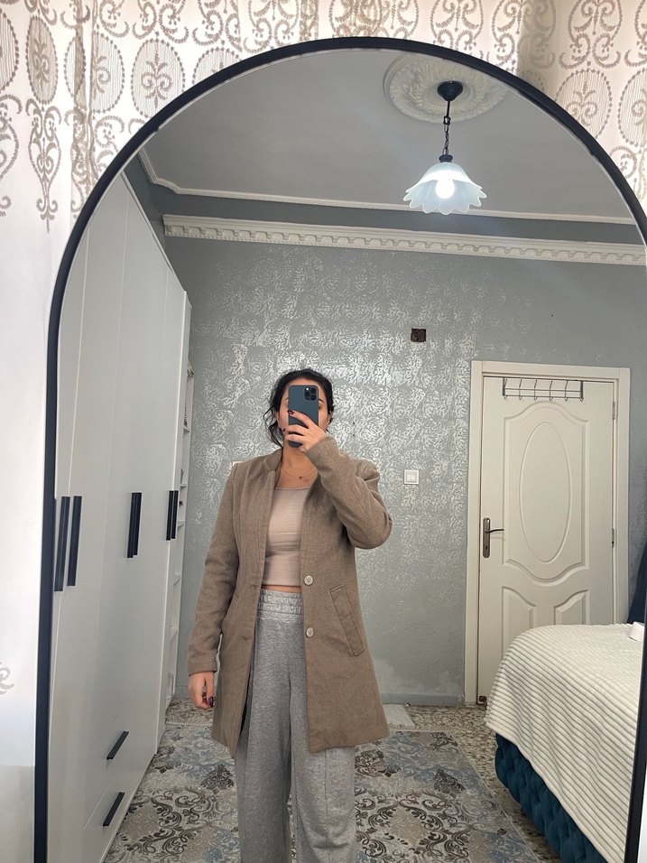 Düğmeli Kahverengi Midi Süet Kaban - Görsel 4