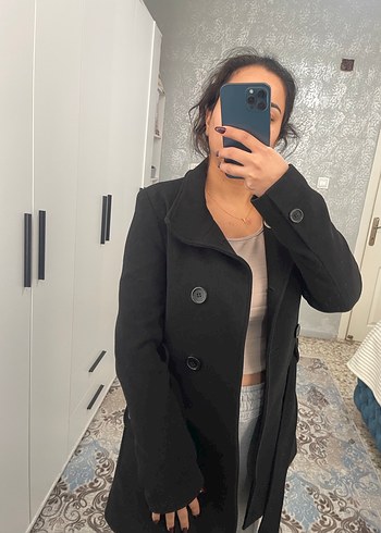 Siyah Kuşaklı Kadın Kaban - Görsel 7