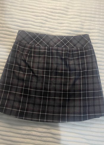 Gri Pilili Mini Etek - Görsel 4