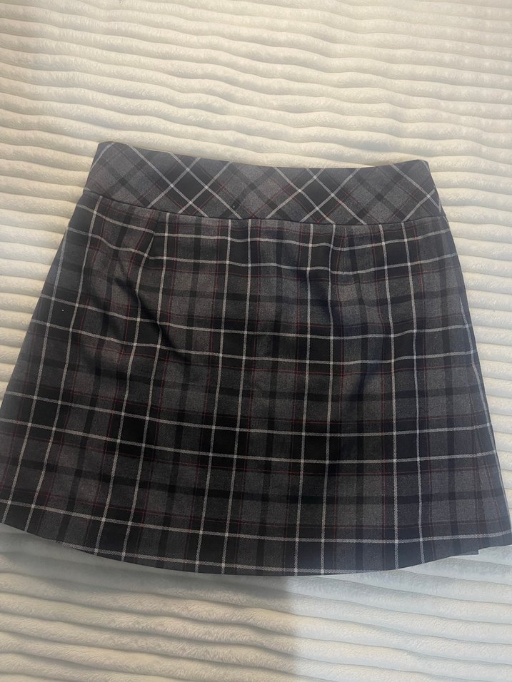 Gri Pilili Mini Etek - Görsel 4