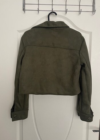 Düğmeli Koyu Yeşil Süet Kadın Ceket - Görsel 2