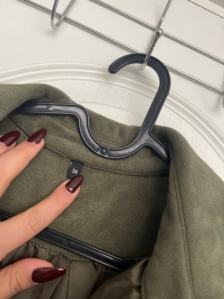 Düğmeli Koyu Yeşil Süet Kadın Ceket - Görsel 5