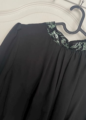 Siyah Yılan Desenli Uzun Kol Abiye Elbise - Görsel 6