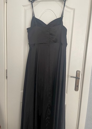 Siyah Drapeli Uzun Kadın Abiye Elbise - Görsel 3