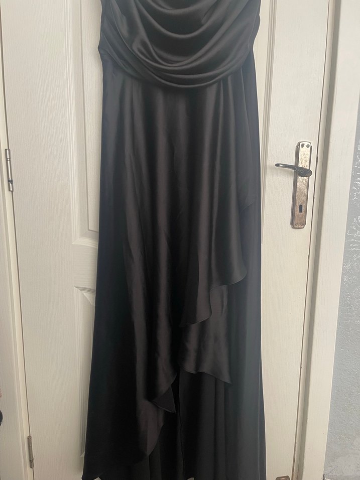 Siyah Drapeli Uzun Kadın Abiye Elbise - Görsel 2