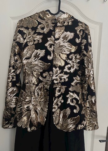 Altın İşlemeli Uzun Kollu Kadın Elbise - Görsel 5