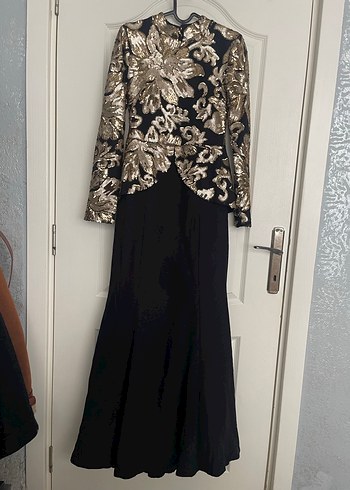 Altın İşlemeli Uzun Kollu Kadın Elbise - Görsel 2