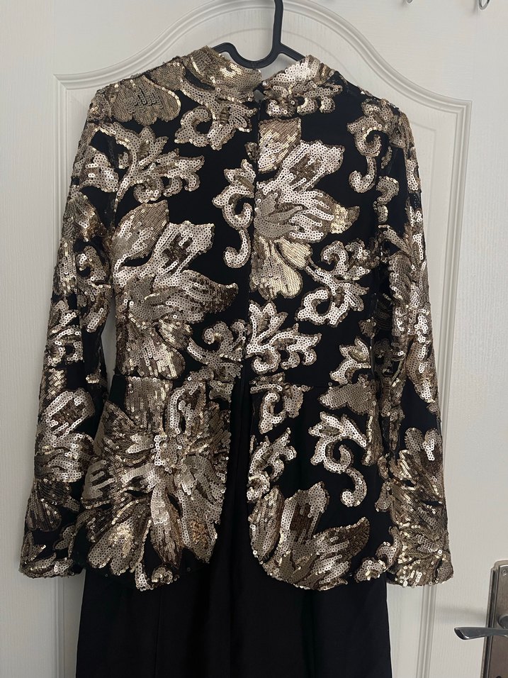 Altın İşlemeli Uzun Kollu Kadın Elbise - Görsel 5