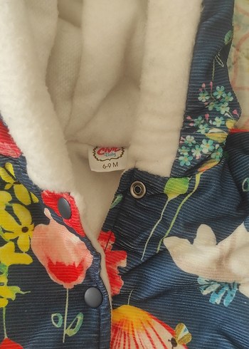 Çiçek Desenli Kürklü Bebek Tulumu 6-9ay - Görsel 3