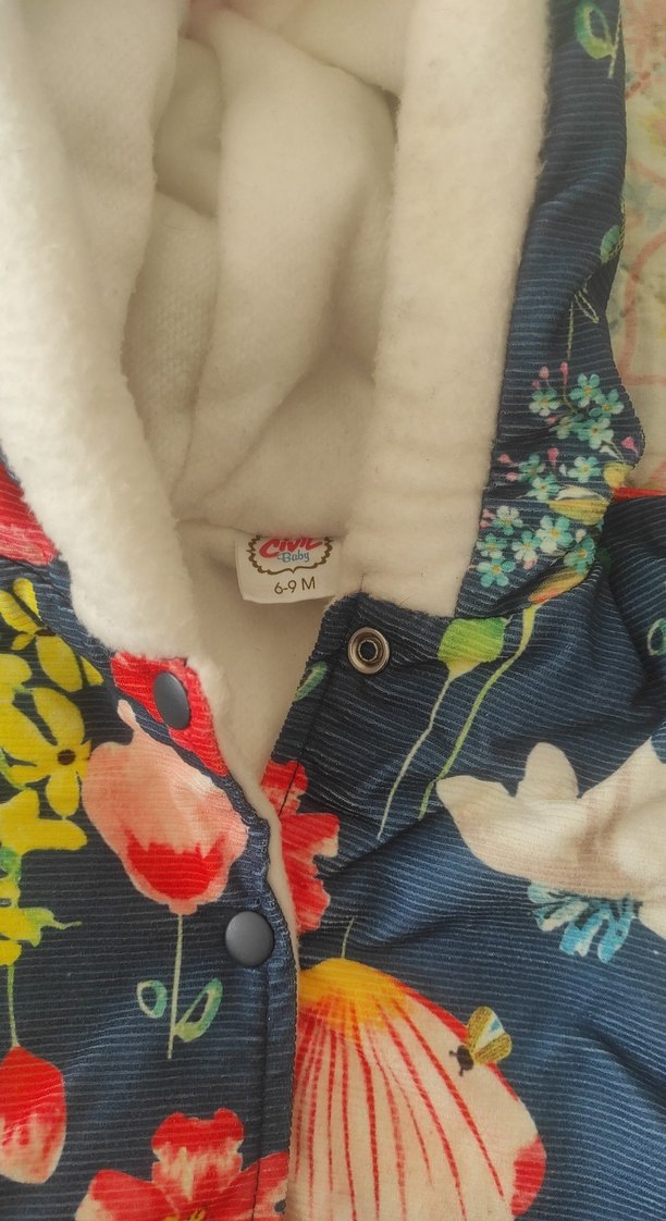 Çiçek Desenli Kürklü Bebek Tulumu 6-9ay - Görsel 3