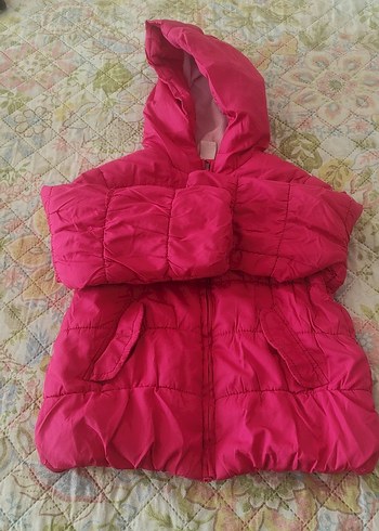 Kız Çocuk Kapüşonlu Pembe Fermuarlı Mont - Görsel 3