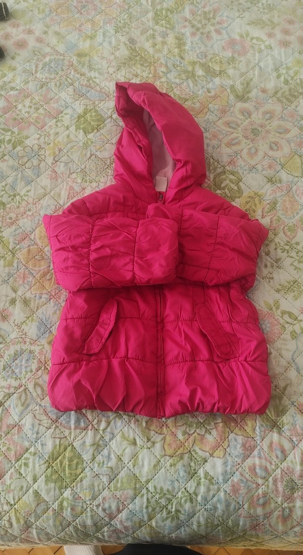 Kız Çocuk Kapüşonlu Pembe Fermuarlı Mont - Görsel 2