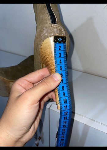 37 Beden Bej Süet Stiletto Topuklu Kadın Bot