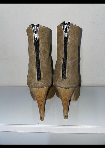 37 Beden camel Renk Bej Süet Stiletto Topuklu Kadın Bot