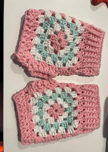 Pembe Örgü Bohem Kadın Eldiveni - Görsel 7