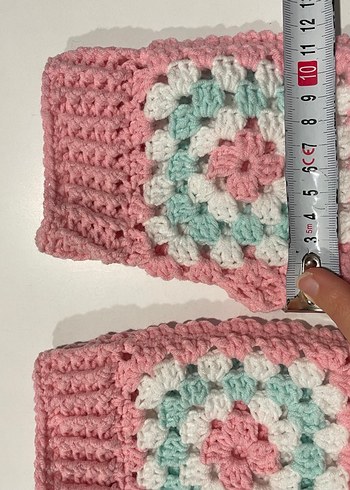 Pembe Örgü Bohem Kadın Eldiveni - Görsel 9