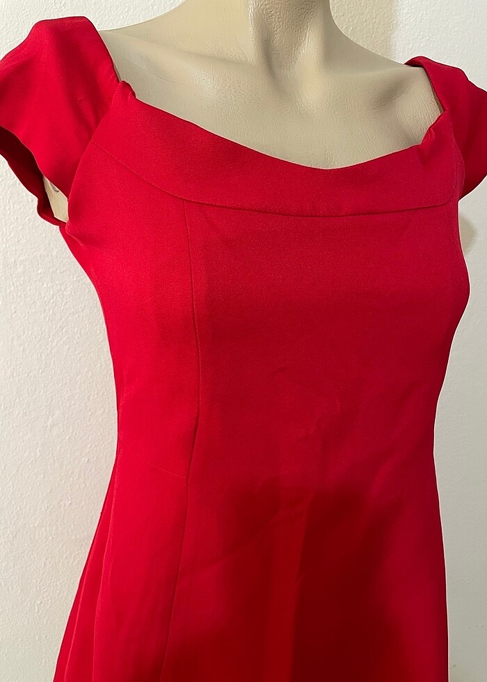 Standart beden kırmızı elbise - Görsel 2