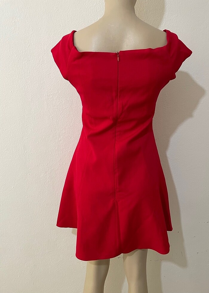 Standart beden kırmızı elbise - Görsel 4