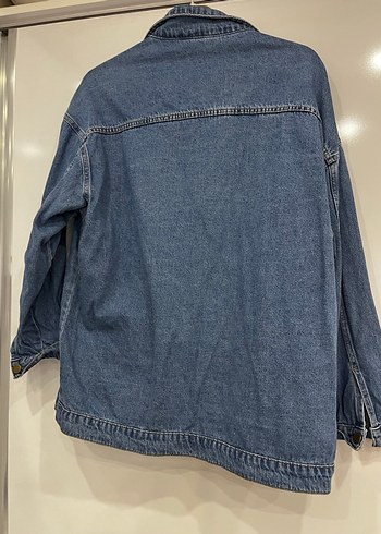 Düğmeli Gri Mavi Kadın Denim Ceket - Görsel 3