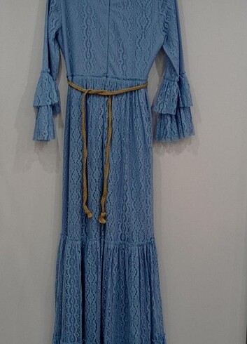 Mavi dantel tesettür elbise - Görsel 2