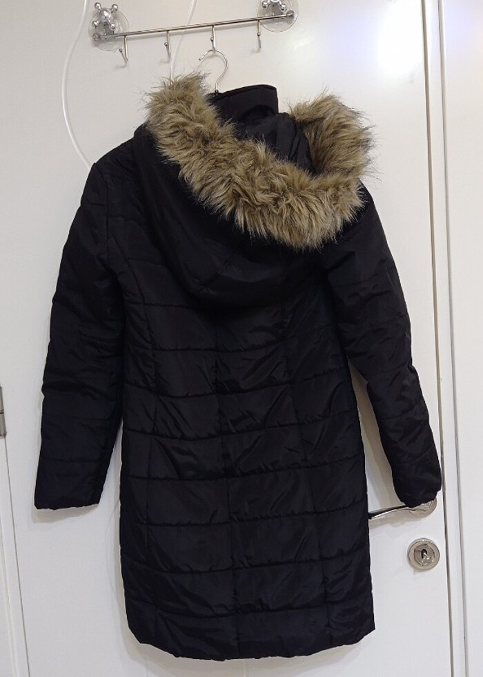 LCW kadın uzun siyah mont - Görsel 2