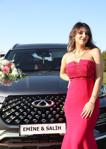 Kırmızı Straplez Uzun Abiye - Görsel 2