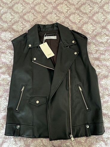 l Beden Bershka deri biker yelek